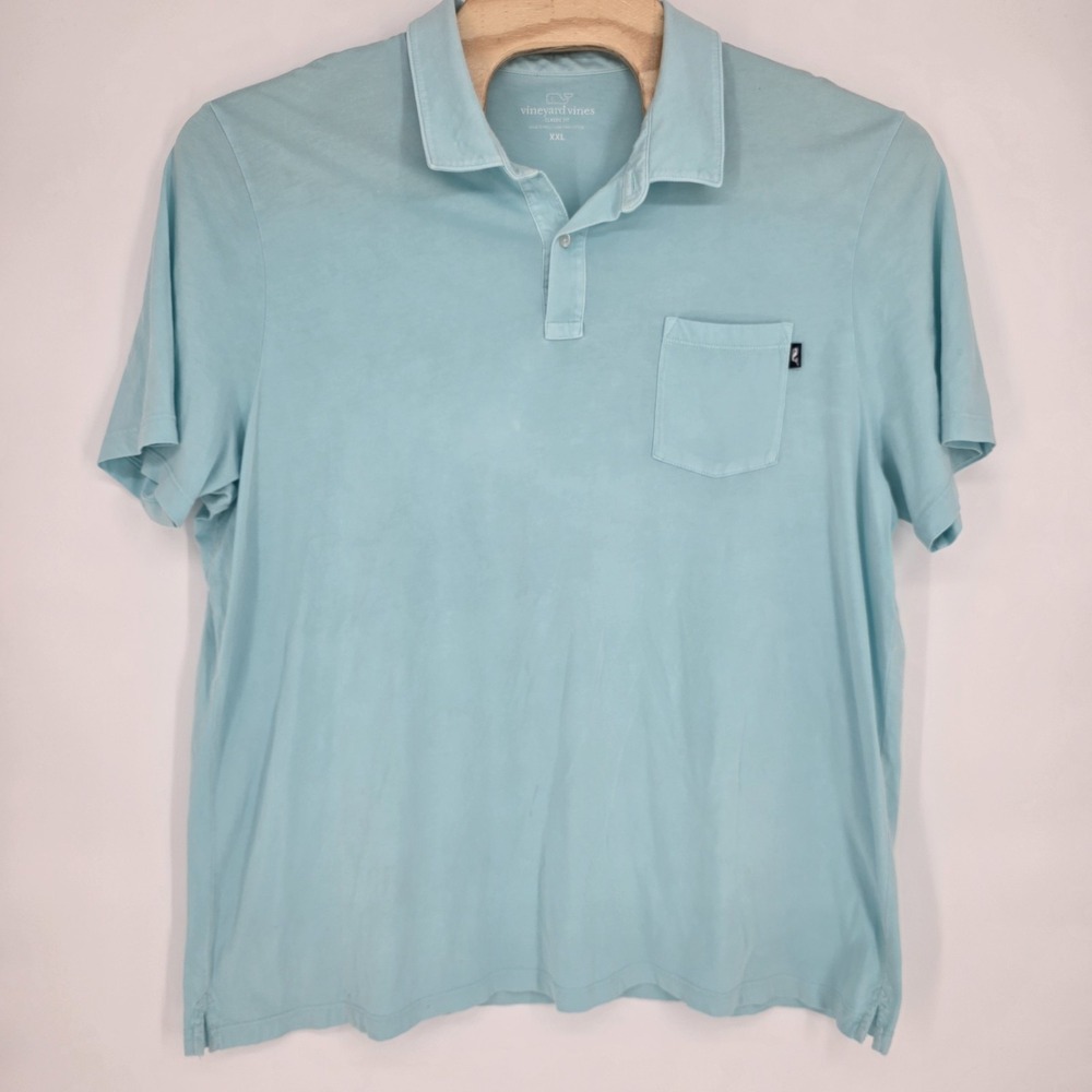 Vineyard Vines Polo Shirt Mens XXL 2XL Pima Cotton Lite Teal Classic Fit Golf